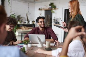 People at work in a meeting